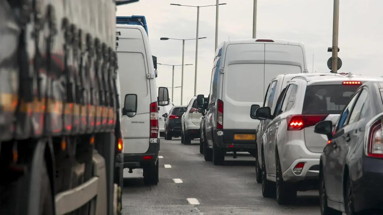 Cars in a traffic jam