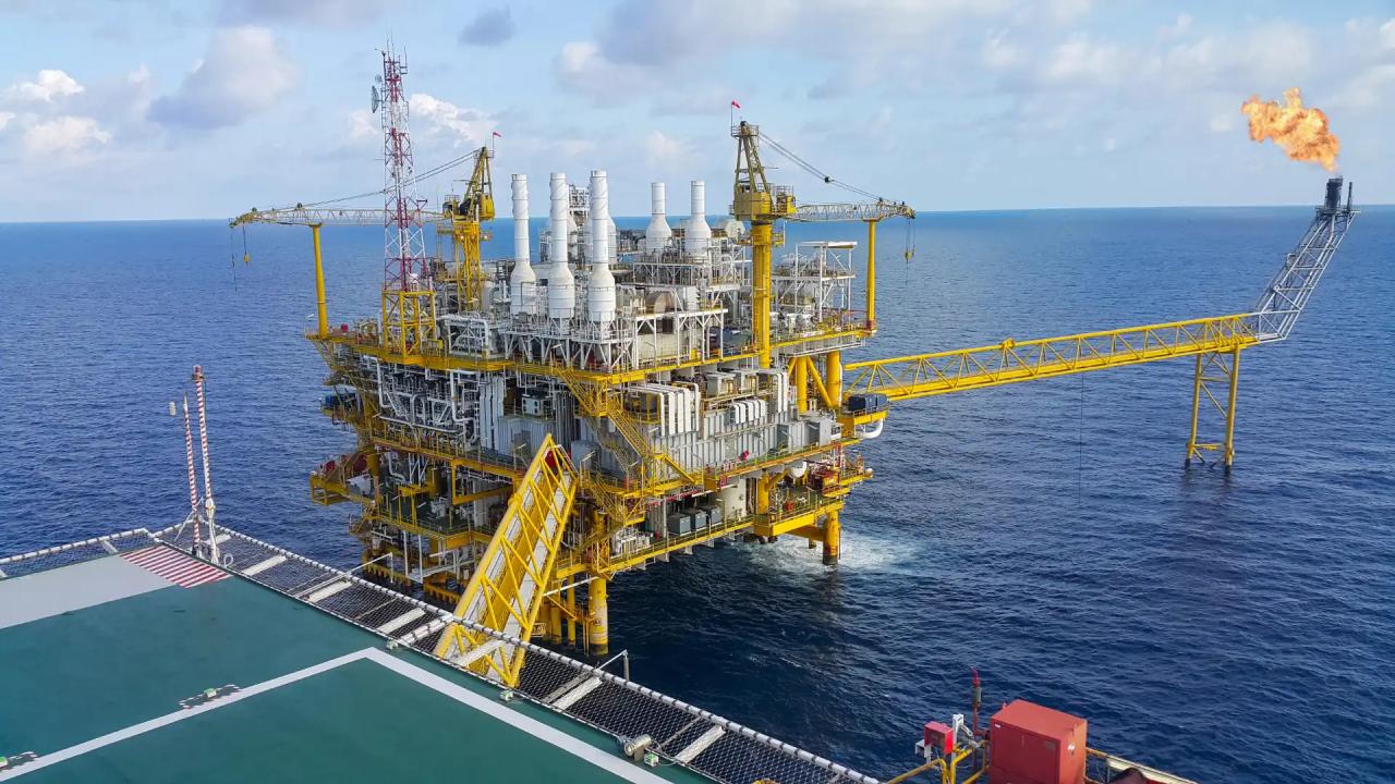 Oil and gas platform in the sea