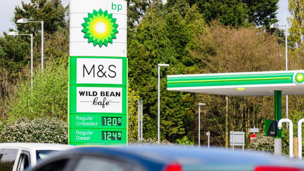 BP UK petrol forecourt board 